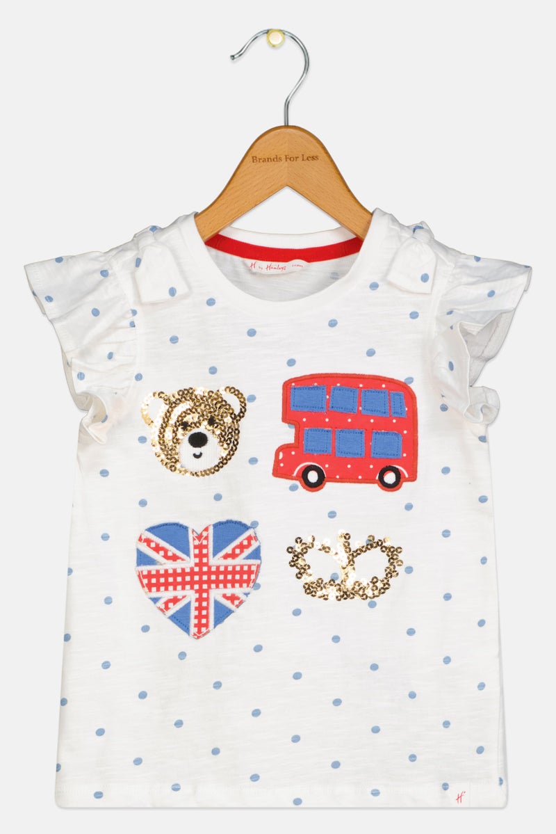 Hamleys Toddlers Girl Embroidered Short Sleeve Tops, Multicolor - Image 1